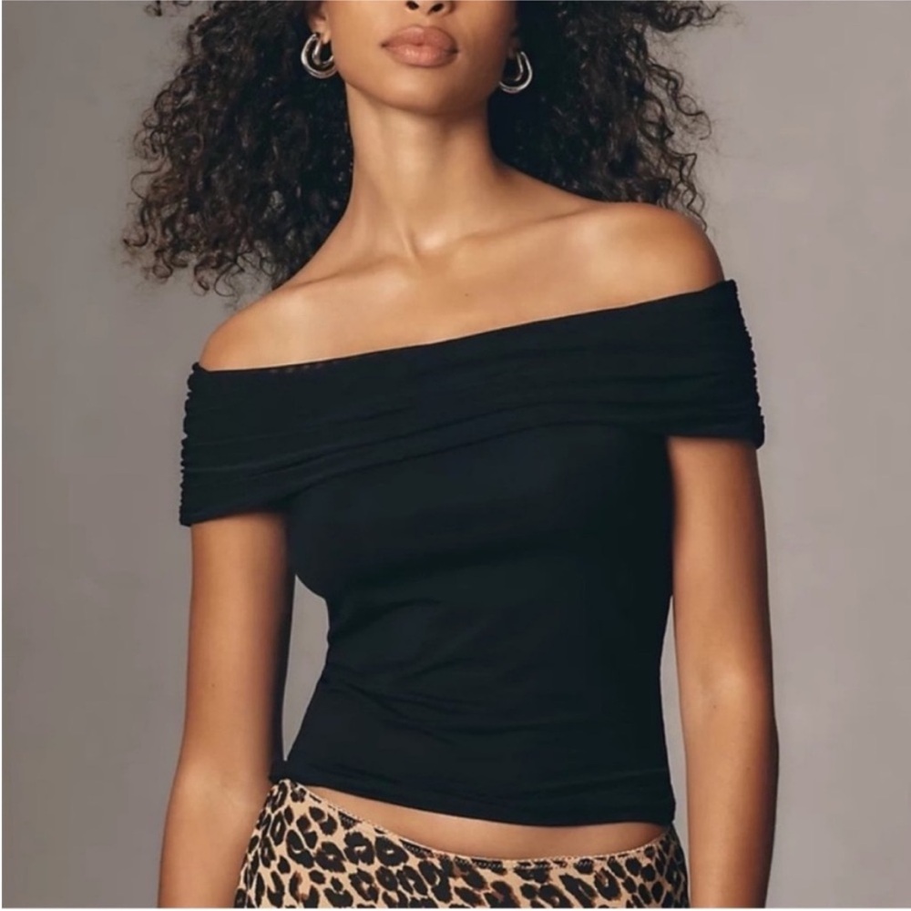 Reformation Off-Shoulder Black Top